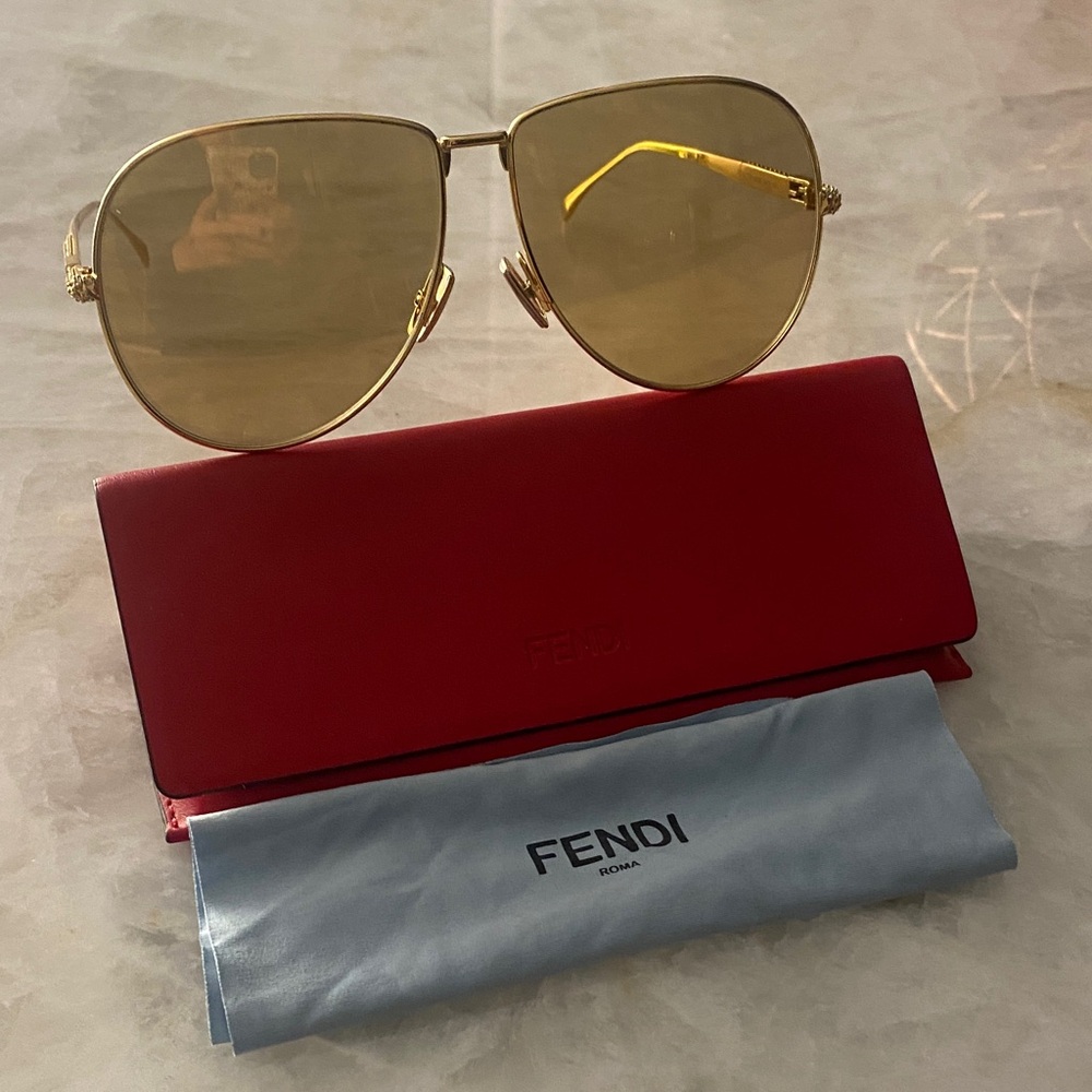 Fendi Gold-Toned Aviator Sunglasses